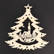 AMADEA Drevená ozdoba stromček s kostolom 6 cm