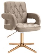 LuxuryForm DESIGN Stolička BOSTON VELUR na zlatom kríži - latte
