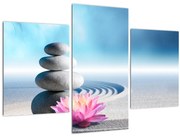 Obraz piesku, ľalie a spa kameňov (90x60 cm)