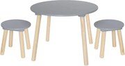 Detský drevený stôl s dvoma stoličkami - šedá