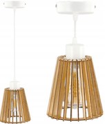 BERGE Drevená závesná stropná lampa - biela