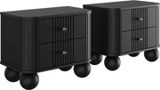 Nočné stolíky Vesper 56 cm - 2 ks - čierna / zlatá / čierne nohy