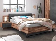 Posteľ s nočnými stolíkmi Sarnia 180x200 cm, zrubová doska/tmavý betón%