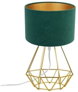 Stolná lampa Mediolan, 1x zeleno-zlaté textilné tienidlo, zlatá konštrukcia