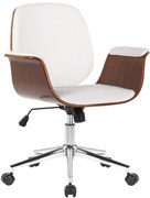 Kancelárska stolička Kemberg - koženka, drevo orech - Biela