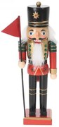 Luskáčik v červeno-zelenom oblečení so zástavou 25 cm