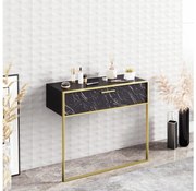 Konzolový nástenný stolík POLKA 76,8x90 cm zlatá/čierna