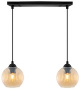 Závesné svietidlo Riffle Round, 2x medové sklenené tienidlo