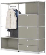 Kovová vešiaková stena »CN3« s 2 výklopnými priečinkami a 2 zásuvkami, svetlosivá