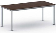 Rokovací kancelársky stôl PRIMO INVITATION, 180x80 cm, sivostrieborná podnož, orech