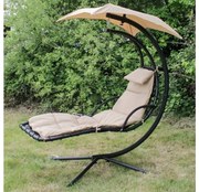 Záhradná ležadlová hojdačka, hojdacia sieť, závesné kreslo, kôš, béžová,