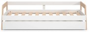 Biela detská posteľ z borovicového dreva s výsuvným lôžkom s úložným priestorom s roštom 90x200 cm Carrie – Marckeric
