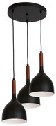 Luster na lanku NOAK WOOD 3xE27/15W/230V čierna/buk
