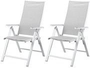 Livarno home Hliníkové kreslo Houston s vysokým operadlom, biele/bledosivé, 2 kusy  (100385905)