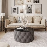 KONFERENČNÝ STOLÍK CARLY 70 cm CHESTERFIELD + ČIERNE SKLO JASMINE 96