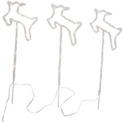 Sada 3 vianočných reflektorov biely jeleň vrátane LED s časovačom IP44 - Shika