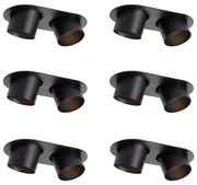 Sada 6 zapustených bodových svetiel čierna GU10 70 mm naklápateľné 2-svetelné - Installa