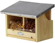 Kŕmidlo pre veveričky Double, 18x25x17,5 cm, drevo/kov, hnedá