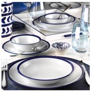 Jedálenská súprava 24 ks biela/modrá/porcelán