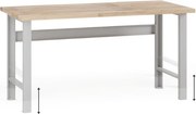 Výškovo nastaviteľný dielenský stôl G7, buková škárovka, 1700 x 800 x 840-1040 mm