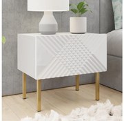 Nočný stolík EXITO 46x50 cm biela/zlatá