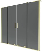 Mexen Velar L Duo, 2-krídlová posuvná vaňová zástena 170 x 150 cm, 8mm šedé sklo, zlatá matná, 896-170-003-42-55