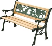 Detská záhradná lavička MINI JUMANJI, kov/drevo/plast, malá (82 x 39 x)