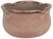 Ružový keramický obal na kvetináč s vlnitým okrajom M - Ø 15*9 cm