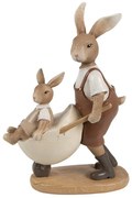 Hnedá dekorácia králik vezúci zajačika - 15*7*21 cm