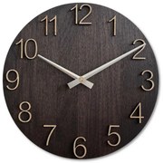 Luxusné drevené nástenné hodiny Wenge – Čierny dizajn I SENTOP MAS016-OSMO-3169-heads-silver
