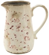 Béžový keramický džbán s jemnými kvietkami Flerien - 16*11*18 cm