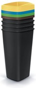 Set košov na triedený odpad, hranaté, 4 x 25 l, farebná