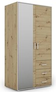 Skriňa Capannoli 3s 2d zrkadlo dub artisan/biela