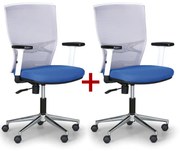 Kancelárska stolička HAAG 1+1 ZADARMO, sivá / modrá