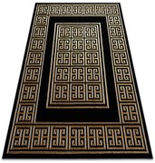 Koberec ALLURE 1968 grécky kľúč / rám, štruktúrovaný / glamour, čierny / zlatý