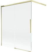 Mexen Rox, 2-krídlová posuvná vaňová zástena 140 x 150 cm, 8mm číre sklo, zlatý lesklý profil, 8C9-140-003-50-00