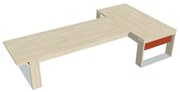 Stôl Verno+ S 200 x 370 cm s rokovacím prvkom, agát / oranžová