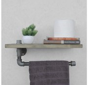 Nástenná polica s držiakom uteráka BORURAF 16x40 cm smrek/čierna