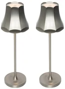 Sada 2 retro stolových lámp Gunmetal nabíjateľných IP44 - Granny