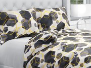 Biante Bavlnené posteľné obliečky Sandra SA-568 Sivo-modrofialové mramorové hexagóny na bielom Jednolôžko 140x200 a 70x90 cm