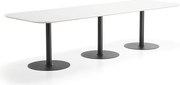 Stôl METRIC, zaoblené rohy, 3000x1000x720 mm, čierna/biela