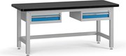 Pracovný stôl do dielne G4 s 2 závesnými boxami na náradie, MDF + PVC doska, 2 zásuvky, 1800 x 750 x 800 mm, modrá