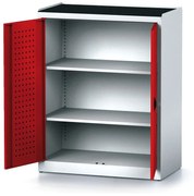 Policová dielenská skriňa 2-dverová MECHANIC, 2 police, 920 x 500 x 1170 mm, červené dvere