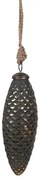 Čiernozlatá sklenená vianočná ozdoba v tvare šišky M - Ø 6*5*17 cm