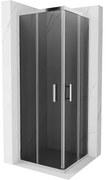 Mexen Rio, štvorcový sprchovací kút s posuvnými dverami 70(dvere) x 70(dvere) x 190 cm, 6mm šedé sklo, chrómový profil, 860-070-070-01-40