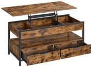 Vasagle Výškovo nastaviteľný konferenčný stolík GASPAR, 50x100x(48-63)cm, hnedá/čierna