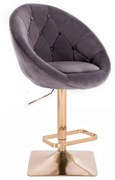 LuxuryForm DESIGN Barová stolička VERA VELUR na zlatej hranatej podstave - tmavo šedá