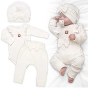 Rebrovaná rastúca súprava 3D, Baby Girl - smotanová 56/62 (0-3m)