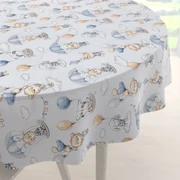 Biante Detský bavlnený okrúhly obrus Sandra SA-469 Zvieratká s padákmi na svetlo modrom Ø 70 cm