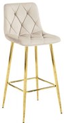 Barová stolička NADO zamatová béžová (zlaté nohy)